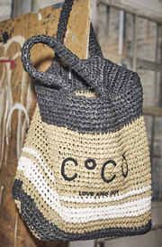 CocoCC Straw Bag Black/Beige