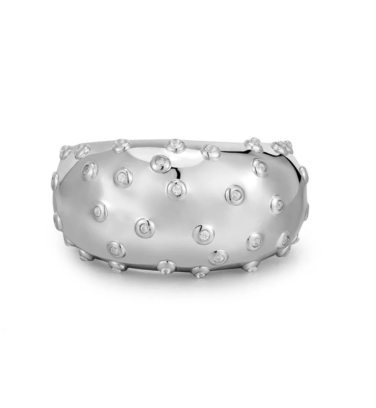 Pave Molten Ring Silver