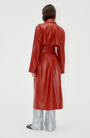 Oversized Trenchcoat With Buckle Belt Red