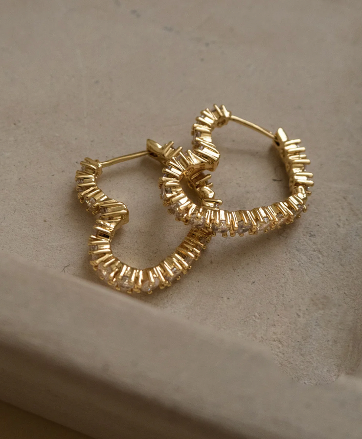 Diamond Heart Bijoux Hoops Gold