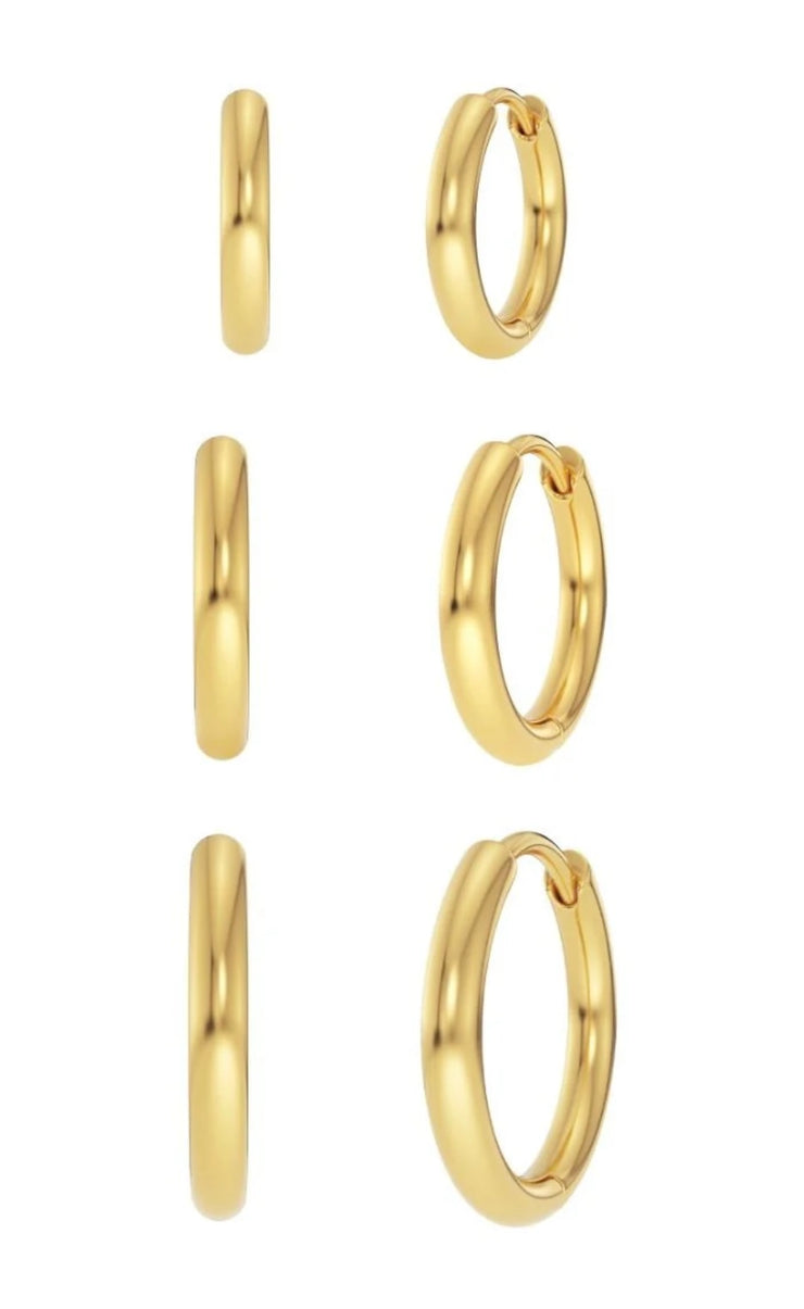 Triple Pair Hoops Gold