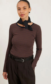 Ludmilla Ls Tee Brown Stripe