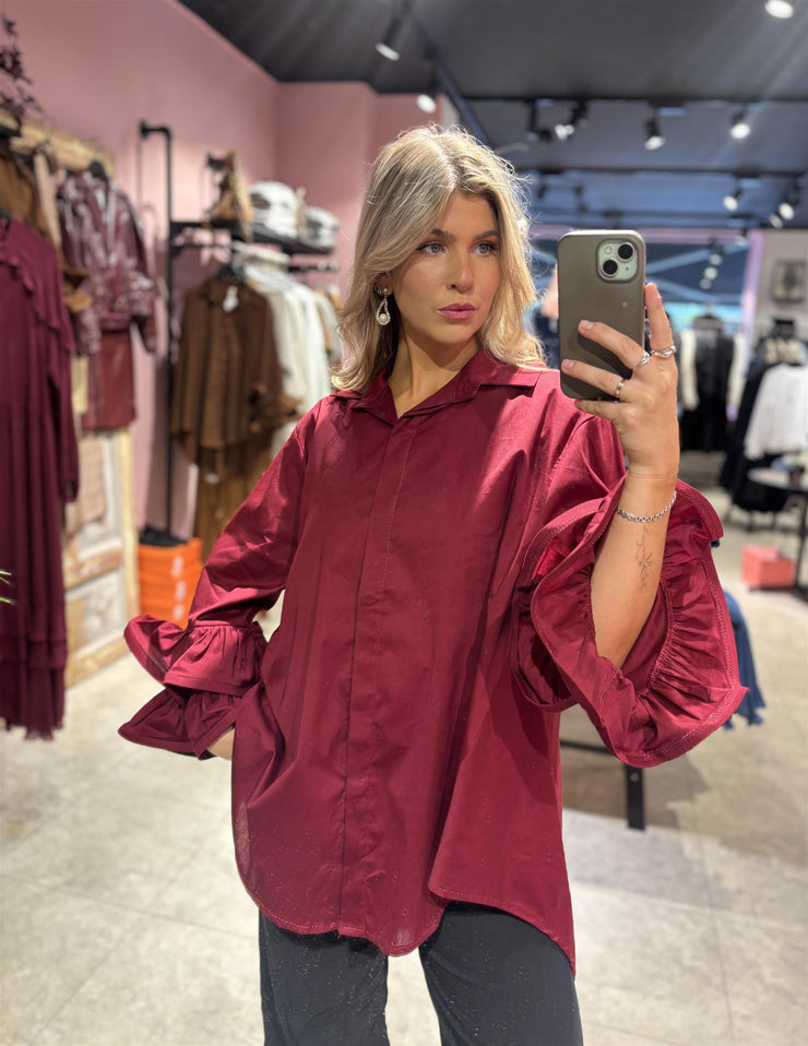 Rose Bluse med volangerm