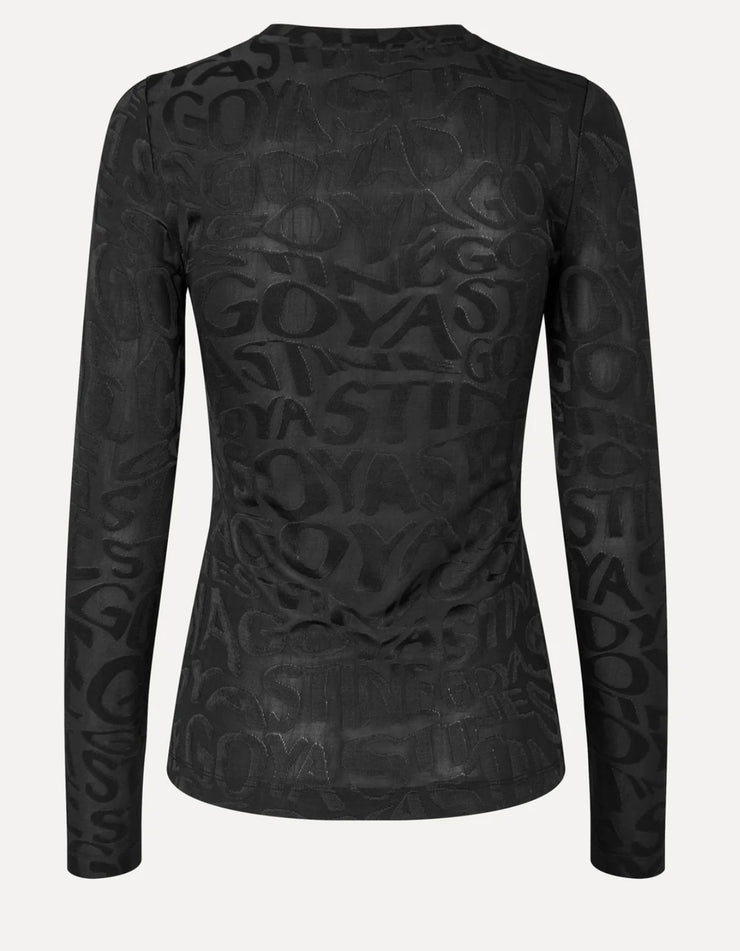 Elastic Long Sleeve Top Black