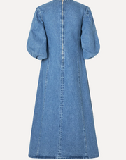 Volume Sleeves Midi Dress Denimblue