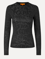 Elastic Long Sleeve Top Black