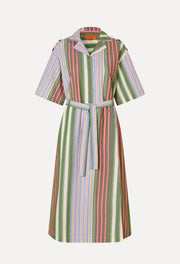 Striped Cotton Workwear Midi Dress