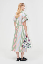 Striped Cotton Workwear Midi Dress