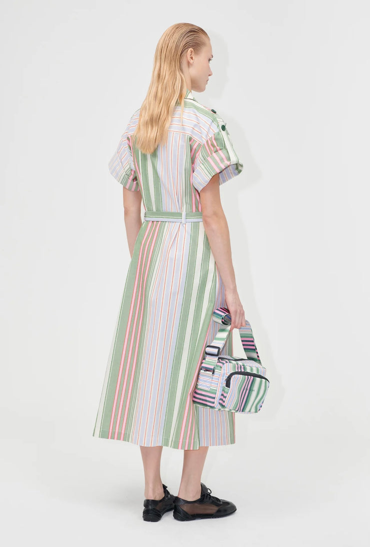 Striped Cotton Workwear Midi Dress