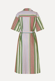 Striped Cotton Workwear Midi Dress