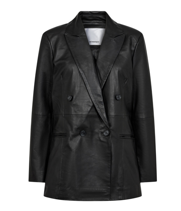 PhoebeCC Leather Overziezed Blazer Black