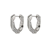 Cuban Link Pave Hoops Silver