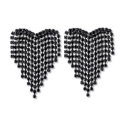 Fringe Heart Earrings Black