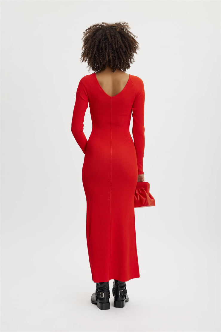 MonaGZ v-neck long Dress Red
