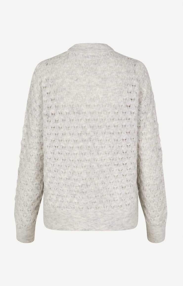 Saanour Pointelle Sweater Light Grey