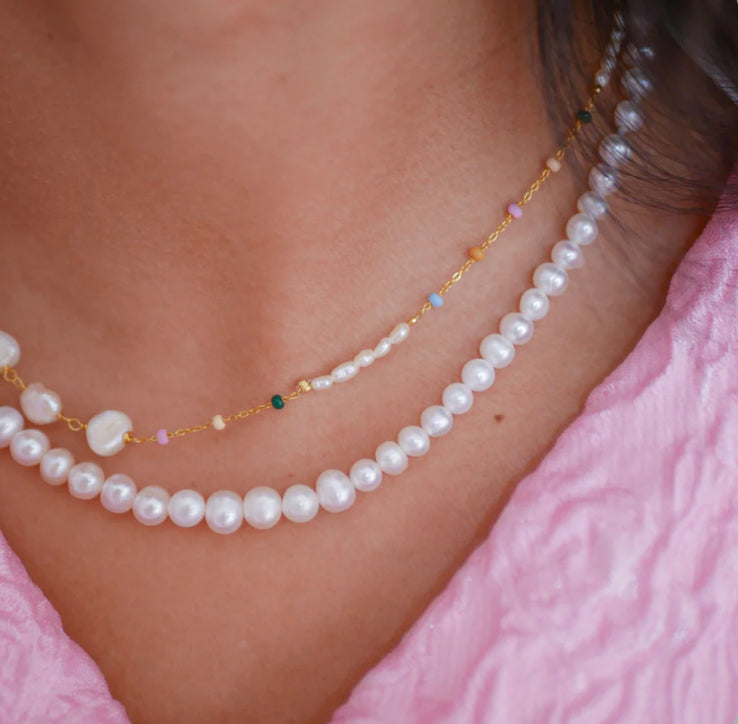 Pearlie Necklace Pearl Gold