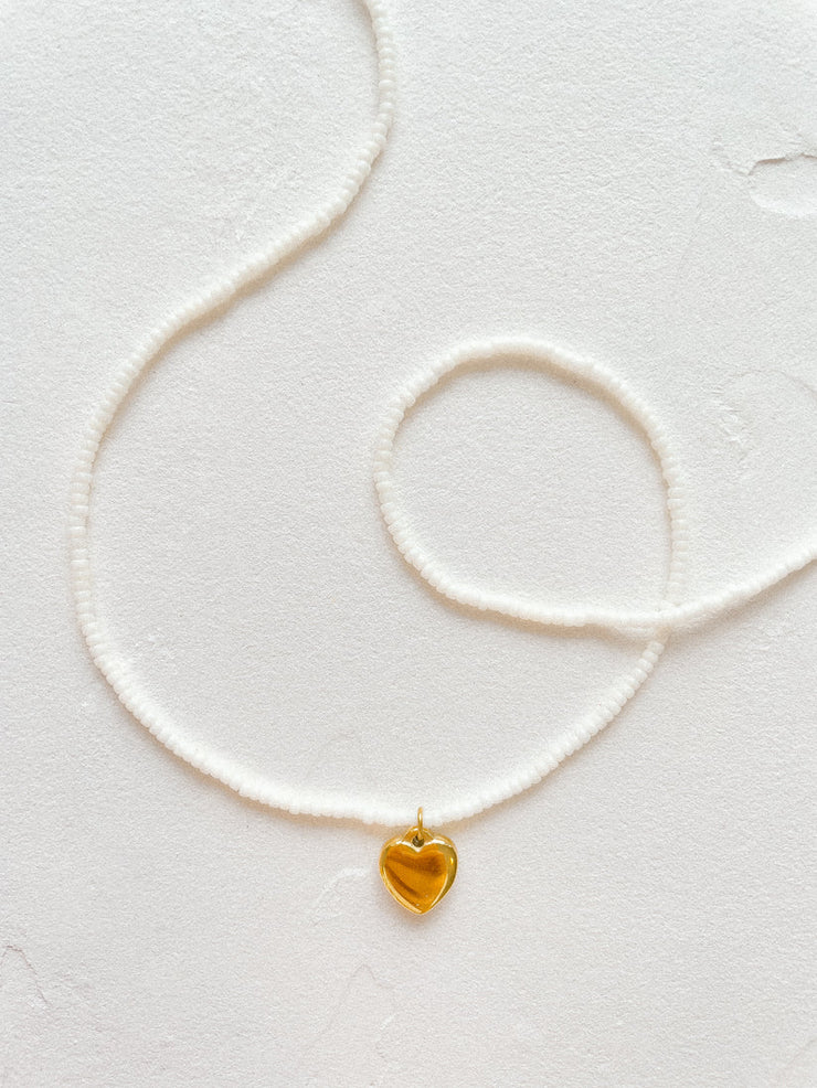 Golden Heart Necklace White