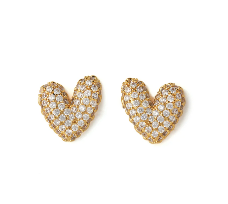 Gummy Heart Earring Gold/Crystal